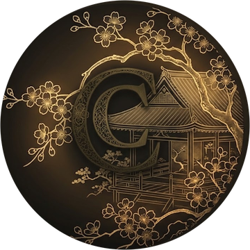 Engraved C with plum blossom and pavilion